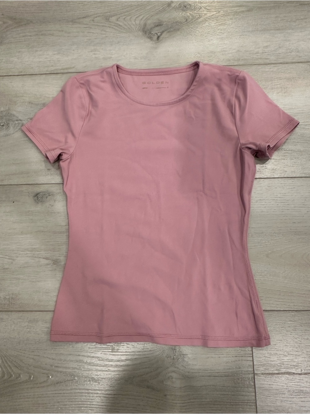 Aritzia Golden Pink Fitted Short Sleeve Activewear Top S